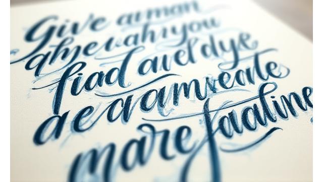 Elegant calligraphy piece featuring a classic fishing quote, 'Give a man a fish...', set against a subtly textured paper background.